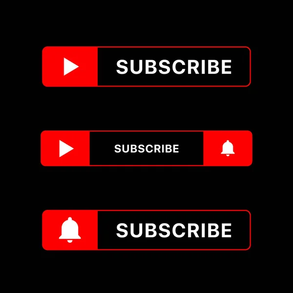 Youtube Subscribe Button Set. Youtube untere Drittel. Vektorillustration auf schwarzem Hintergrund — Stockvektor