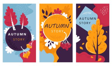 Sonbahar Renkli Satış Hikayeleri El Çizimi İllüstrasyonu