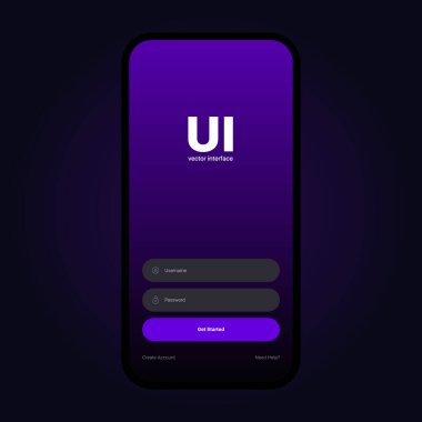 Giriş UI Arayüzü. Ekranı İmzala. Mobil Uygulama Kullanıcı Arayüzü Tasarımı Konsepti. Kullanıcı adı ve Parola Alanlı Ekran Formu UI Web Şablonu.