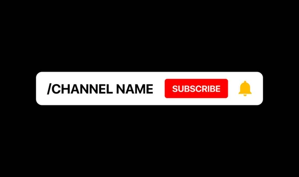 Youtube Canal Nome Lower Third. Botão de inscrição. Banner de mídia social para o seu vídeo sobre fundo preto. Ilustração vetorial — Vetor de Stock