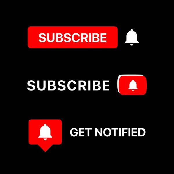 Youtube Subscribe Button Set. Youtube Lower Third. Youtube Bell Icon. Vektorová ilustrace na černém pozadí — Stockový vektor