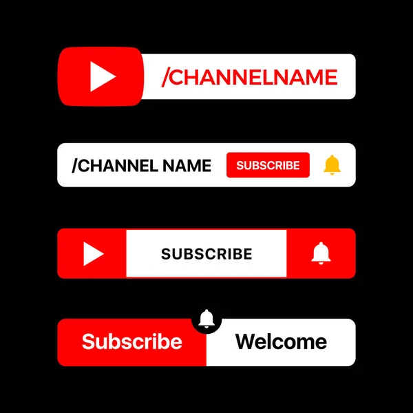 Youtube按钮设置。Youtube低三分。Youtube Channel Name 。签署人 — 图库矢量图片