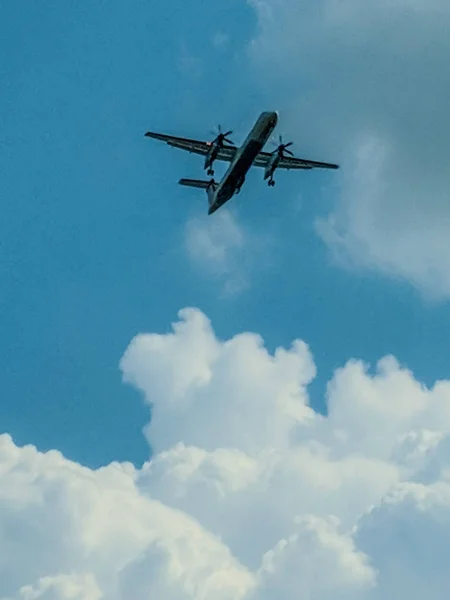 Photoshot Airplane Clouds Background — Stock Photo, Image