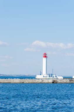 Odesa bağlantı noktası deniz feneri ile deniz manzarası