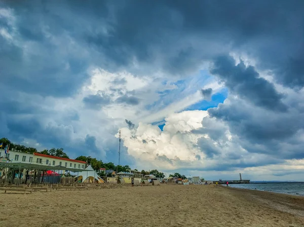 Céu Agradável Praia Mar Temporada Outono — Fotografia de Stock