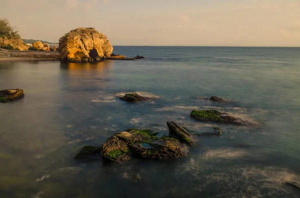 Sunset Sea Beach Stones — Stock Photo, Image