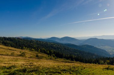 Sonbahar sezonu güneşli günde Karpat Dağları