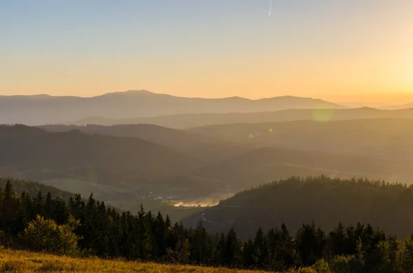 Sunset Carpathian Mountains Autumn Season — Stock Photo, Image