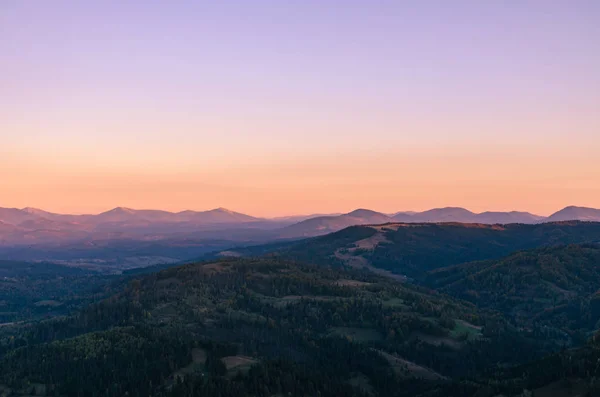 Západ Slunce Karpatských Horách Podzimní Sezóně — Stock fotografie