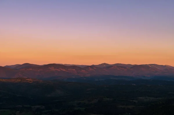 Sonbahar Sezonu Karpat Dağları Nda Günbatımı — Stok fotoğraf