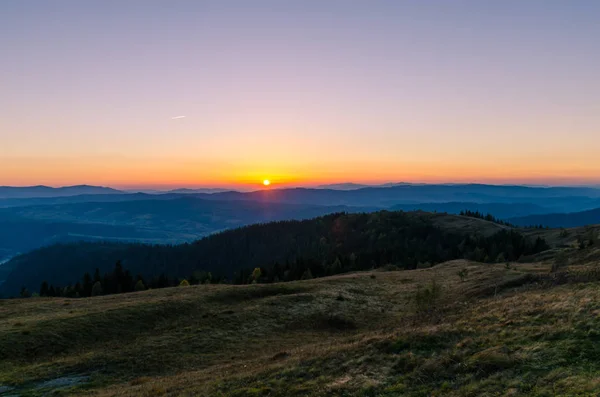 Sunset Carpathian Mountains Autumn Season — Stock Photo, Image