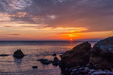 Odesa içinde deniz manzarası gündoğumu sonbahar sezonu sırasında