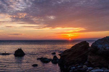 Odesa içinde deniz manzarası gündoğumu sonbahar sezonu sırasında