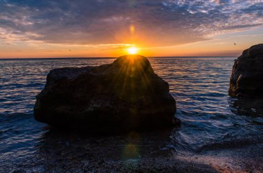 Odesa içinde deniz manzarası gündoğumu sonbahar sezonu sırasında
