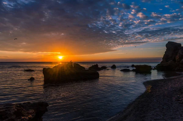 Seascape Odesa Podczas Sunrise Sezonie Jesiennym — Zdjęcie stockowe