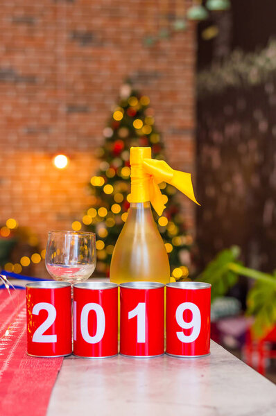 New Year 2019 decoration in interior