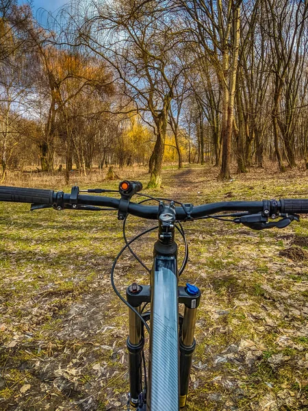 MTB bicycle on the trail in the spring season