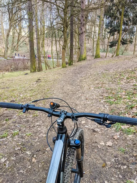 MTB bicycle on the trail in the spring season