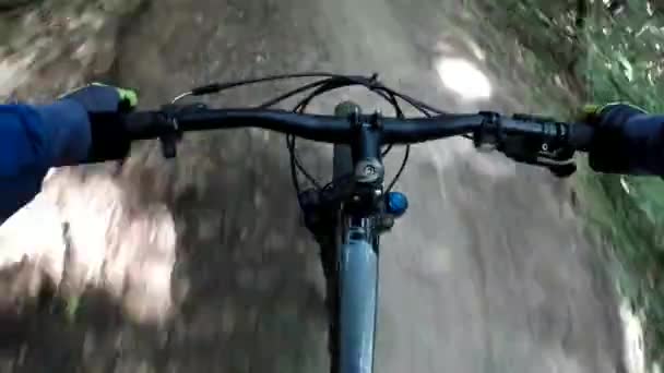 MTB bicycle on the trail in the spring season — Stock Video