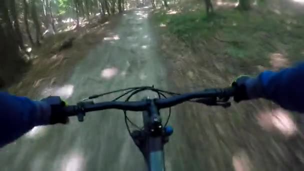 夏のシーズンの道で Mtb 自転車; — ストック動画