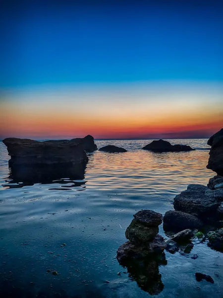 Sealina Con Piedras Durante Puesta Del Sol Temporada Verano — Foto de Stock