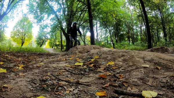 Bicicleta Mtb Nas Trilhas Temporada Outono — Fotografia de Stock