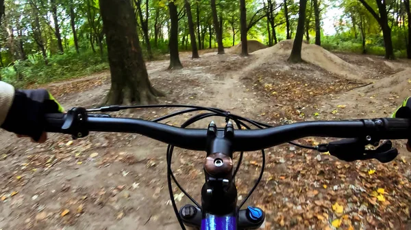 Bicicleta Mtb Nas Trilhas Temporada Outono — Fotografia de Stock