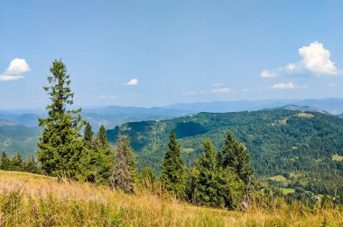 Karpat Dağları, sonbahar mevsiminde güneşli bir günde manzara sunar.