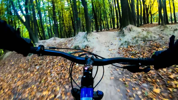 Amatorskie Mtb Rideron Szlak Sezonie Jesiennym — Zdjęcie stockowe