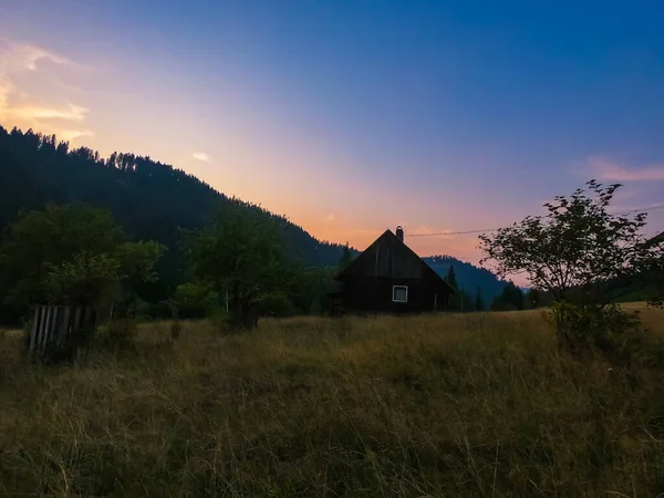 Landscape Carpathian Mountains Sunset Amazing Sunlight — Stock Photo, Image