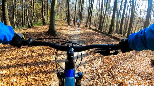 Amateur Rider Enduro Bike Riding Trail Autumn Season — Stock Photo, Image