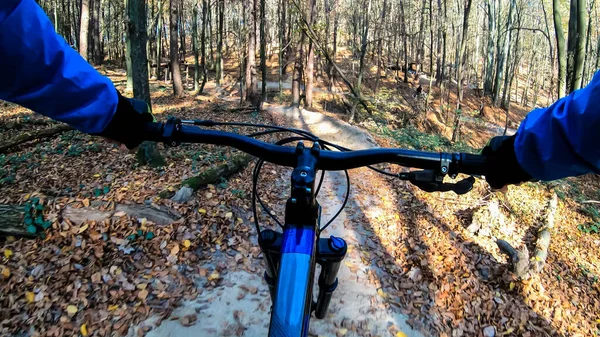 Amatér Jezdec Kole Enduro Trase Podzimní Sezóně — Stock fotografie