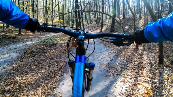 Amateur Rider Enduro Bike Riding Trail Autumn Season — Stock Photo, Image