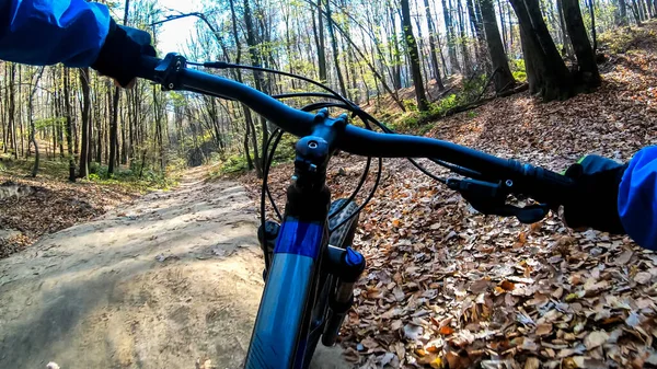 Amateur Rider Enduro Bike Riding Trail Autumn Season — Stock Photo, Image