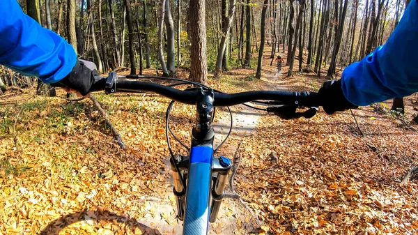 Amateur Rider Enduro Bike Riding Trail Autumn Season — Stock Photo, Image