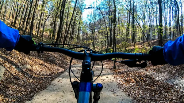 Amador Cavaleiro Enduro Andar Bicicleta Trilha Temporada Outono — Fotografia de Stock