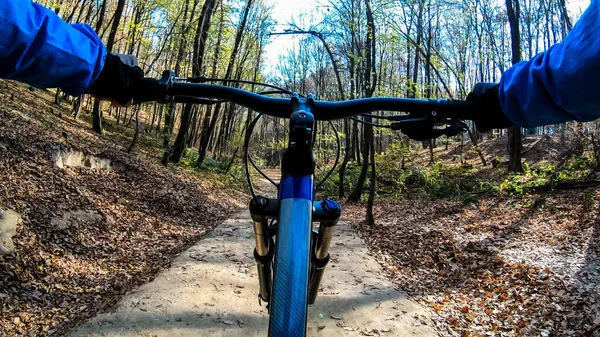 Amateur Rider Enduro Bike Riding Trail Autumn Season — Stock Photo, Image