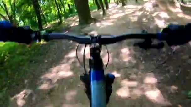 Amateur Jinete Bicicleta Parque Primavera — Vídeo de stock