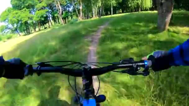 Amateurfahrer Auf Dem Fahrrad Frühlingspark — Stockvideo