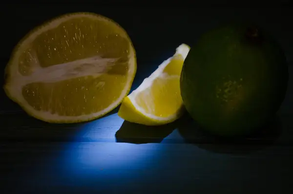 Still Life Lime Lemons Wooden Background — Stock Photo, Image