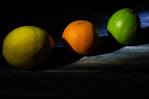 Still Life Lime Lemons Wooden Background — Stock Photo, Image