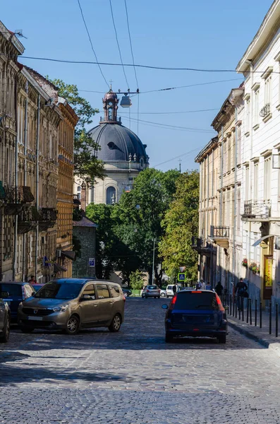 Lviv Arquitetura Cidade Velha Outono Dia Ensolarado — Fotografia de Stock