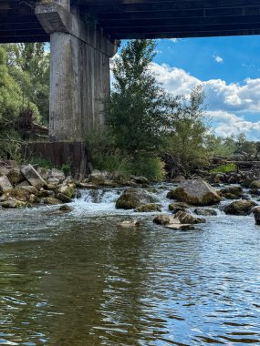 Dağların Ukrayna kısmında şelale manzaralı Karpat Dağları