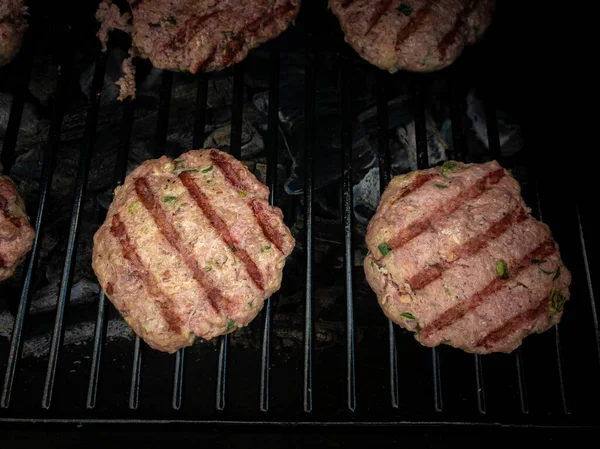 Vers Vlees Een Bakplaat Bereiding Van Een Partij Gemalen Rundvlees — Stockfoto