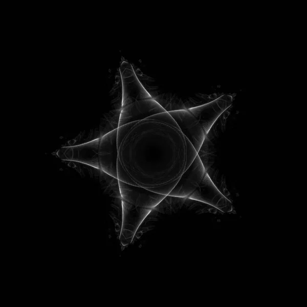 Fat Star Fine Fractal Reason Original Tilted Orientation Black White — Stock Photo, Image