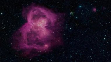 Yıldız Alanına Uzay Uçuşu. 3D Görüntüleme, Uzay Galaksisine Uç, Büyük Patlama Uzayı, Evren Tekilliği. Galaksiler, Bulutsular, Yıldızlar 'ın NASA görüntülerine dayanan soyut bilim kurgu videosu.