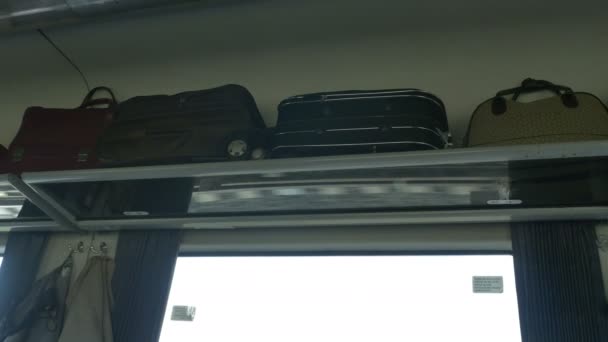 車の棚に乗客の荷物 — ストック動画