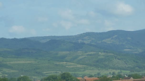 Zelené Lesy Pohled Krajina Rumunska Vlakem — Stock video