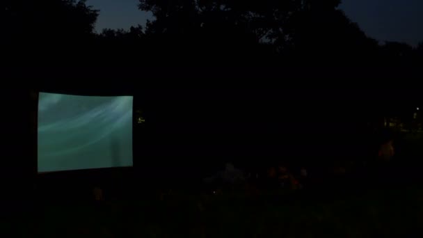 Open Air Cinema Screening Park — Stock Video
