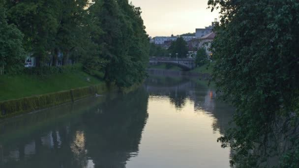 Vue Rivière Ljubljanica Soirée — Video